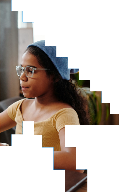 girl studying using a laptop